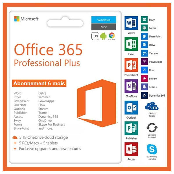 Office 365 (PC, Mac, Android, iOS, Chromebook) - Valide 6-12 mois